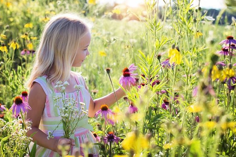 Betreuungstarif Tagesfamilien KIBE Region Huttwil Mädchen mit Blumen