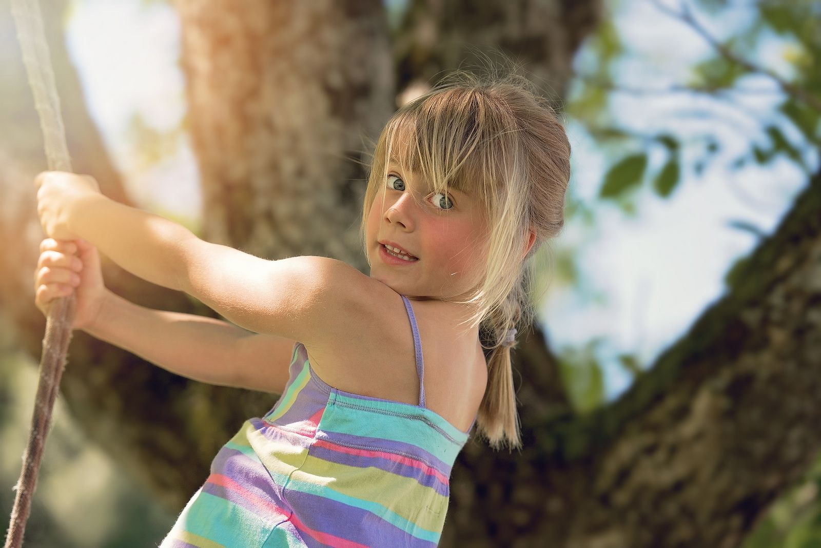 Downloads, Interessante und hilfreiche Links Mädchen mit Seil klettert auf Baum